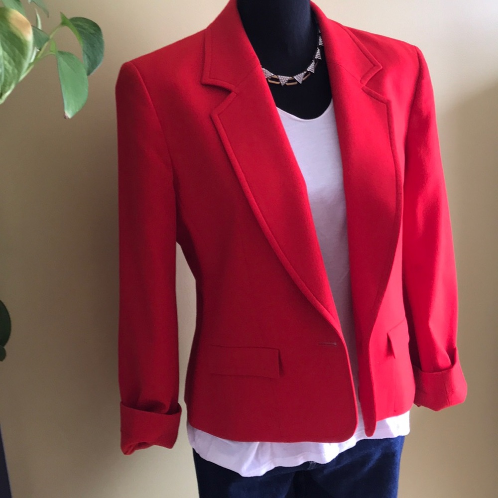 Vintage Pendleton Red Wool One Button Blazer - image 2